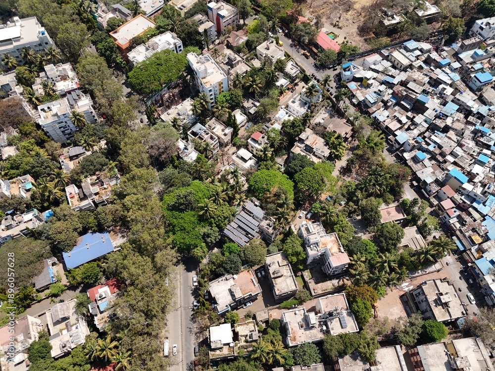 Aerial drone view of city pune sb orad, model colony, shivaji nagar Aerial drone view of city pune sb orad, model colony, shivaji nagar