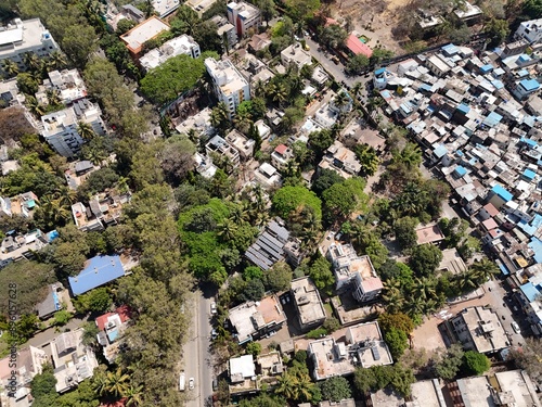 Aerial drone view of city pune sb orad, model colony, shivaji nagar