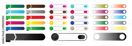 Infographic flat-style button with multiple colors. Modern gradient style vector button set.