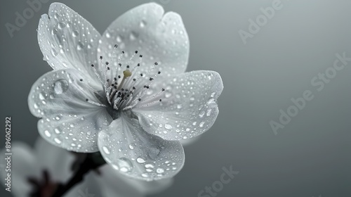 Monotone Silhouette Close-up of Delicate Cherry Blossom Petals