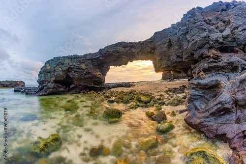 To Vo gate ( The stone gate arch) on Ly Son Island, Quang Ngai Province, Vietnam