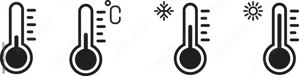 Thermometer vector icon set
or temperature. Cold and hot icon vector. Temperature scale symbol. Cold and hot symbols. Weather sign or weather icon. Vector illustration Thermometer vector icon set
or temperature. Cold and hot icon vector. Temperature scale symbol. Cold and hot symbols. Weather sign or weather icon. Vector illustration