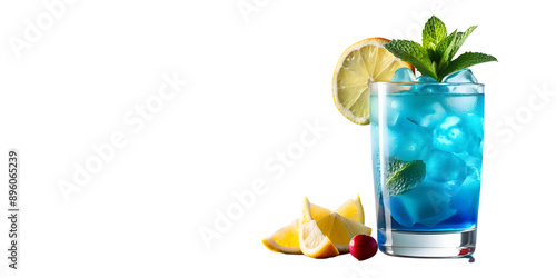 Blue Lagoon cocktail on transparent background