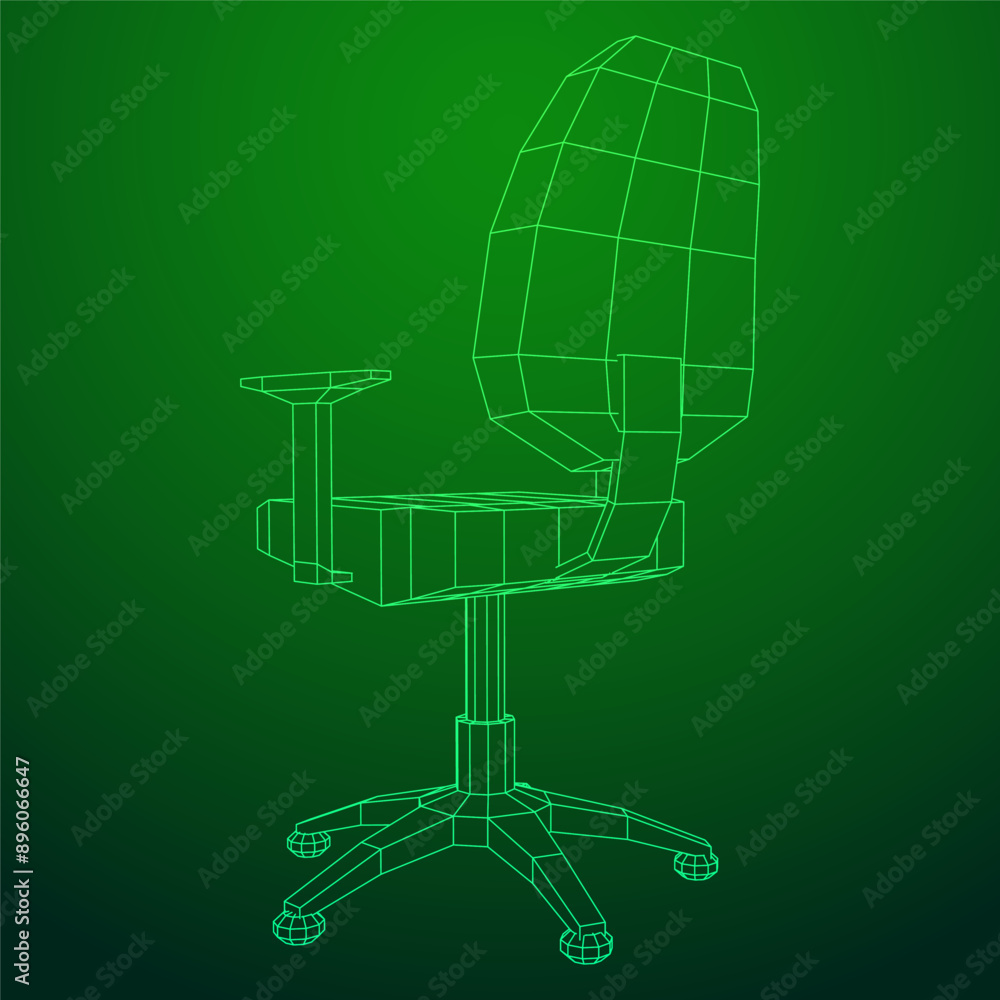 Obraz premium Office chair. Furniture for office Interior. Wireframe low poly mesh vector illustration.