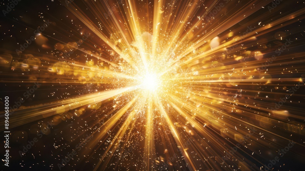 radiant sunburst piercing through inky darkness dramatic light rays fan out from central orb particles dance in beams radiant sunburst piercing through inky darkness dramatic light rays fan out from central orb particles dance in beams