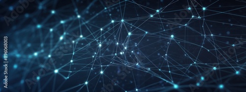 Modern Data Transfer Visualization: Top View of Light Connections on Blue Slate Background