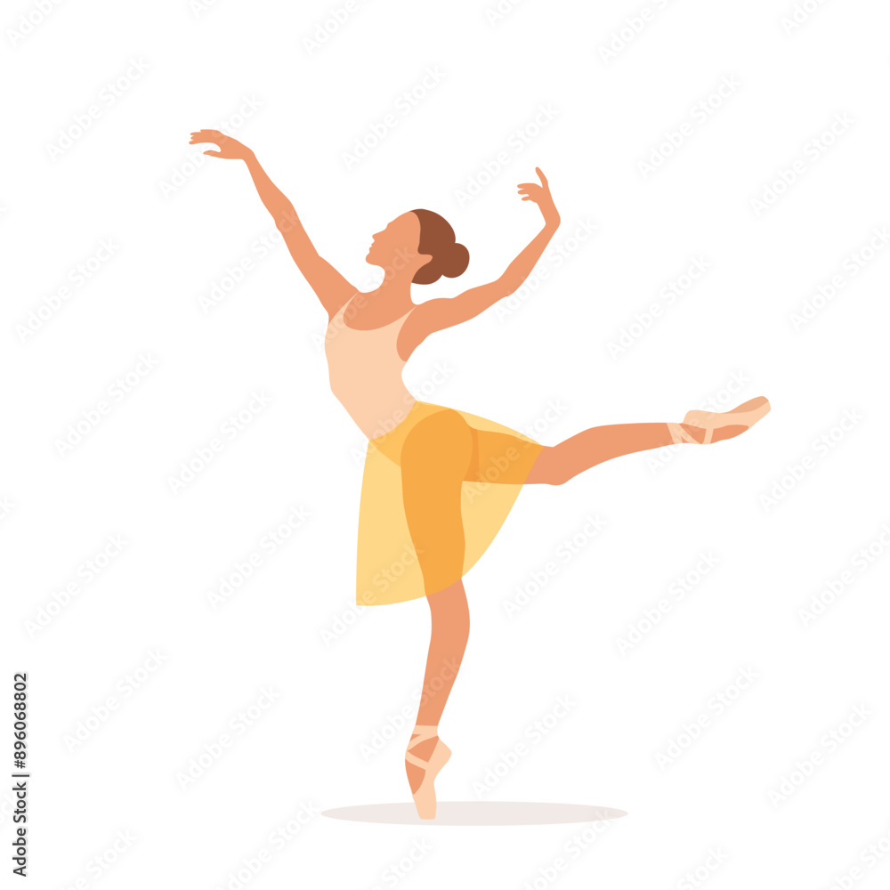 Fototapeta premium Beautiful ballerina girl standing in ballet position isolated on white background.