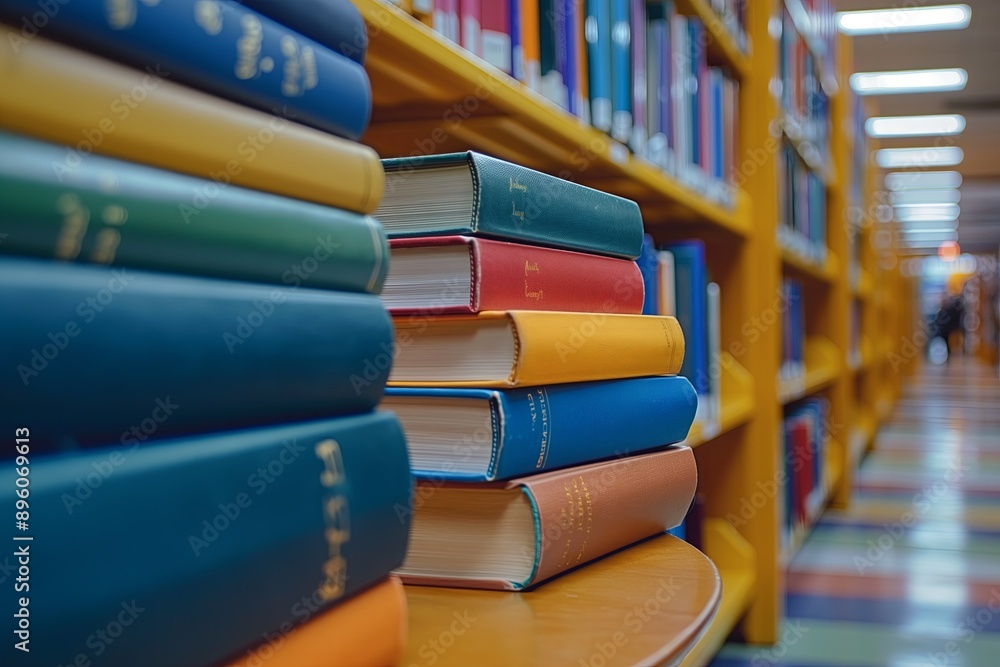Stack of books on the table in library. Education and learning concept. Stack of books on the table in library. Education and learning concept.
