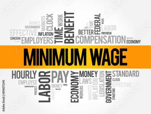 Minimum Wage is the lowest remuneration that employers can legally pay their employees, word cloud concept background