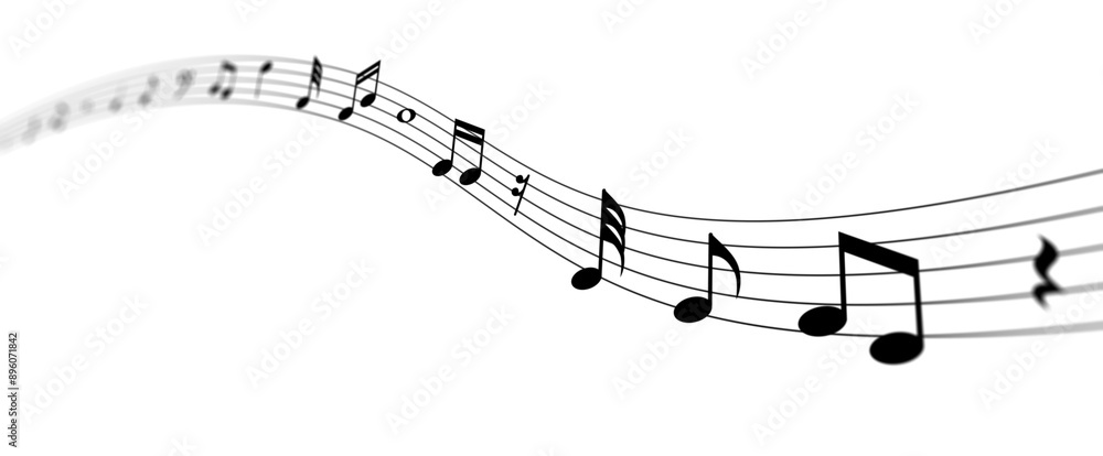 Musical note treble clef floating and flowing on staff line, abstract key tone on music sheet design, swirl tune score, classical creativity melody play transparent background Musical note treble clef floating and flowing on staff line, abstract key tone on music sheet design, swirl tune score, classical creativity melody play transparent background