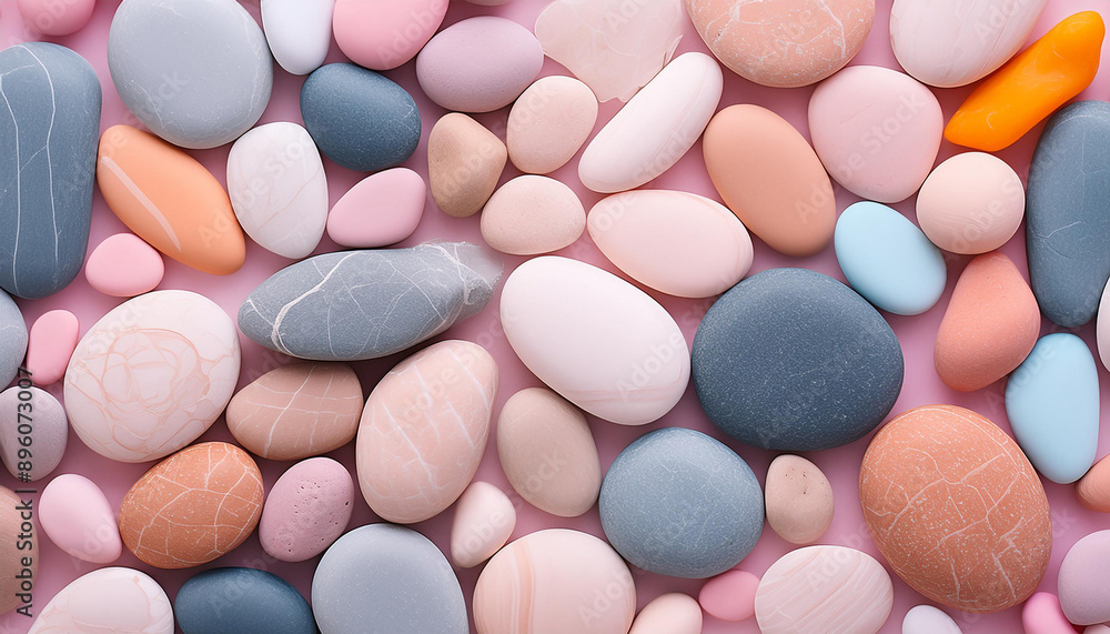 Abstract stone textured backdrop. Various pastel colorful smooth pebbles and natural stones. Abstract stone textured backdrop. Various pastel colorful smooth pebbles and natural stones.
