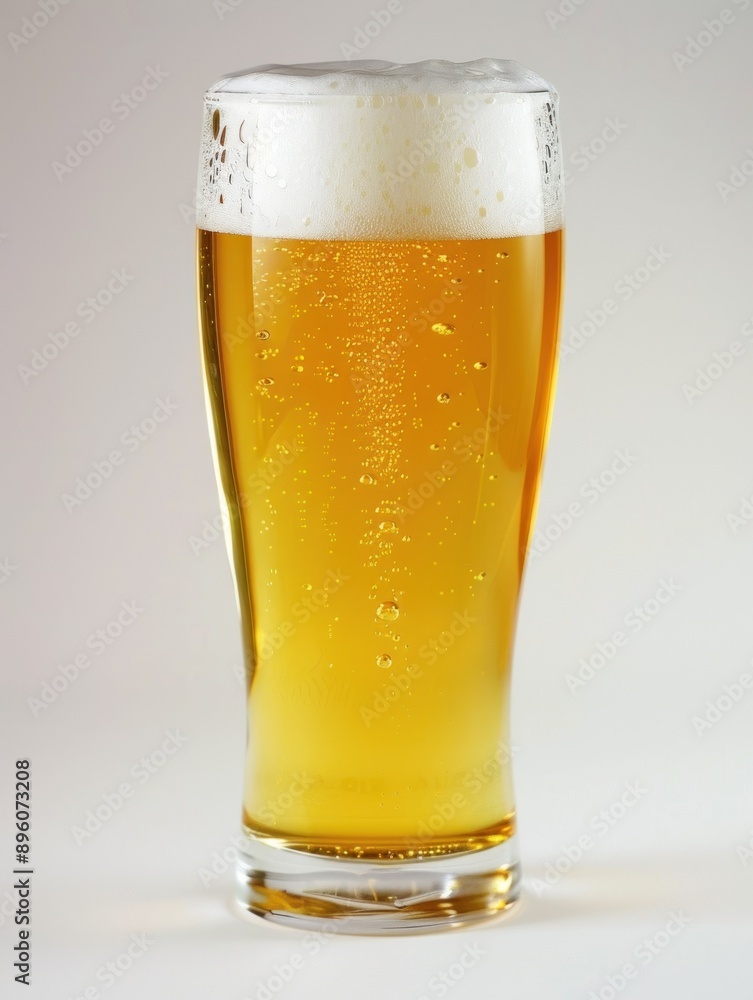 Bright cold beer with foam in a tall glass Bright cold beer with foam in a tall glass