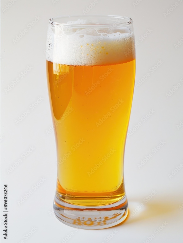 Smooth glass of cold, amber beer topped with foam. Smooth glass of cold, amber beer topped with foam.