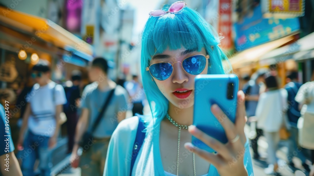 The woman with blue hair The woman with blue hair