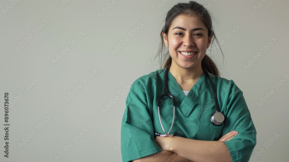 The smiling nurse in scrubs The smiling nurse in scrubs
