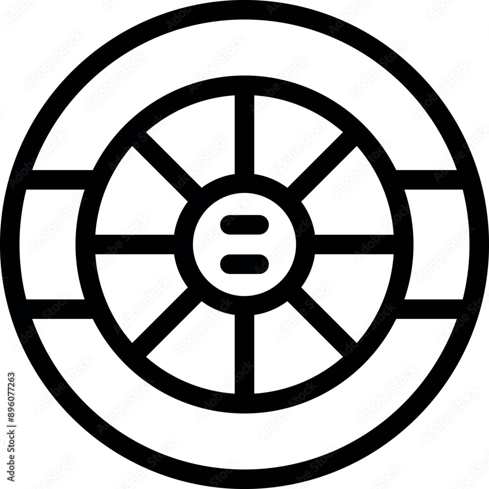 Obraz premium Round bank vault door icon, simple black and white outline style