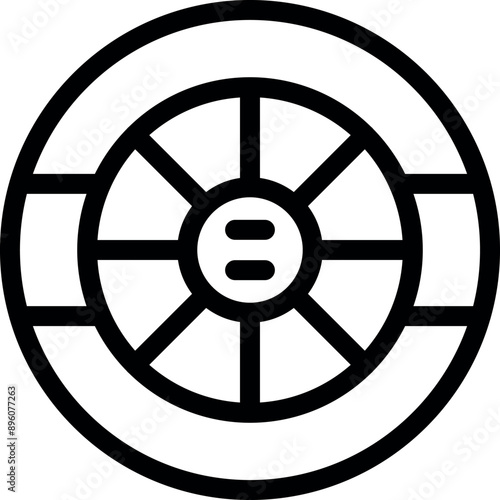 Round bank vault door icon, simple black and white outline style