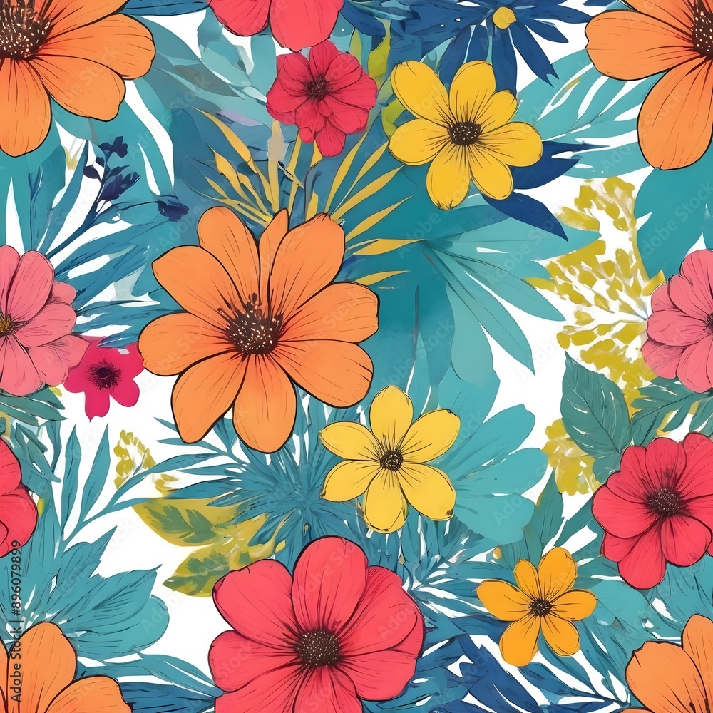 custom made wallpaper toronto digitalFlower watercolor pastel pattern