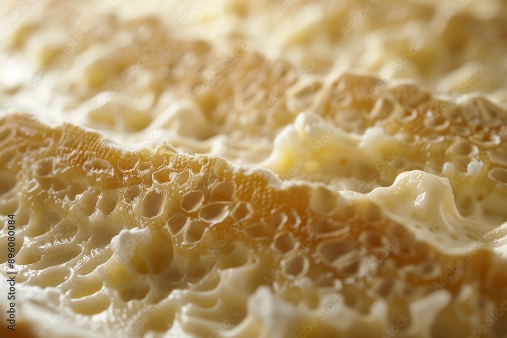 Close-up photo of cheese rind formation showcasing the rough texture and creamy details Close-up photo of cheese rind formation showcasing the rough texture and creamy details