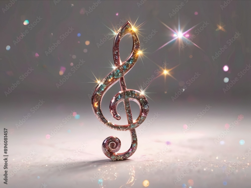 Violin clef in 3d sparkle style Violin clef in 3d sparkle style