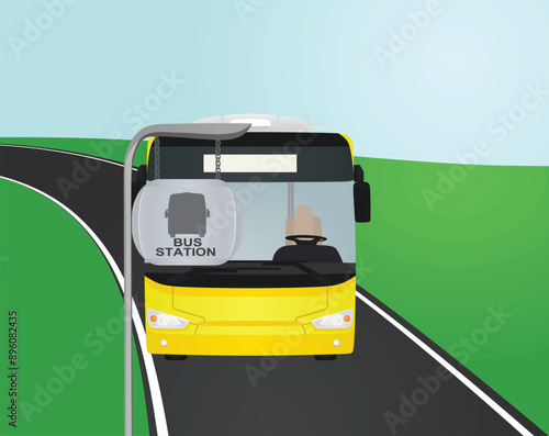 Bus station isolated. vector illustration