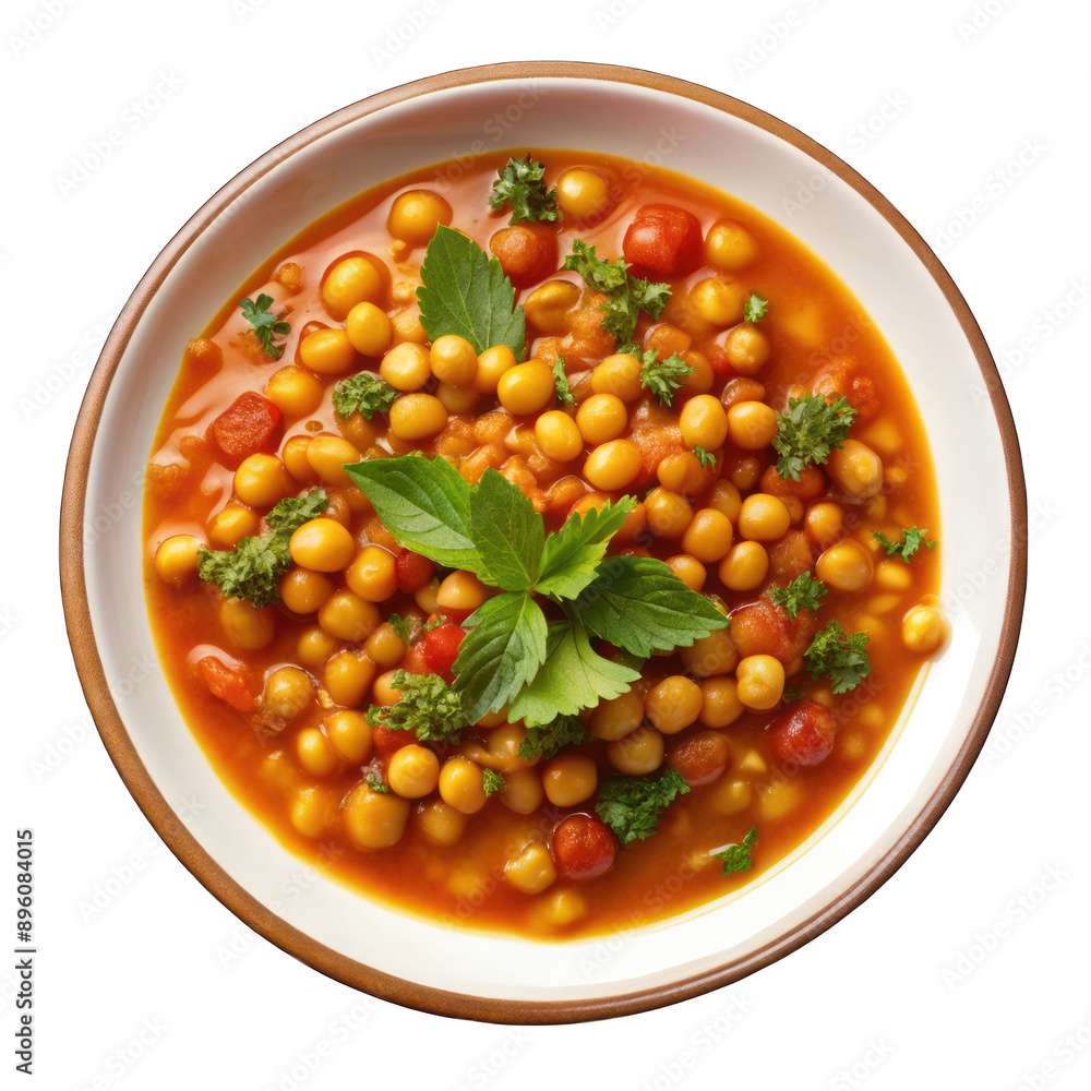 Moroccan harira soup with chickpeas and lentils warm on transparent background Moroccan harira soup with chickpeas and lentils warm on transparent background