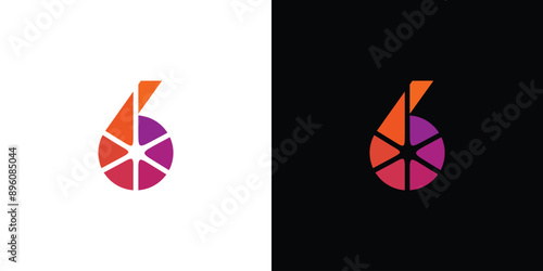 Colorful and modern number 6 logo design