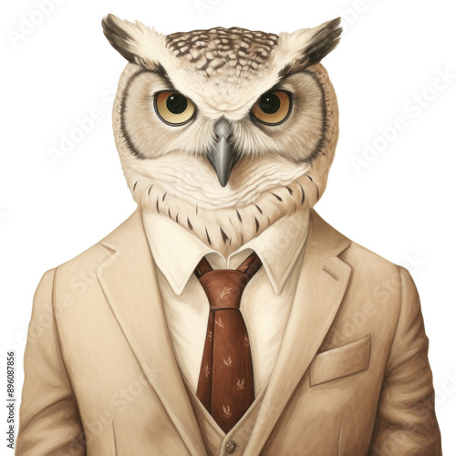 PNG  Owl in business suit illustration photo