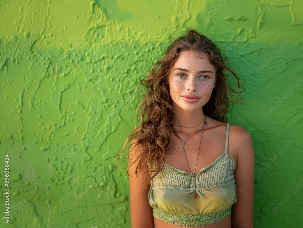 Fototapeta premium Closeup eines jungen models mit wunderschönen Haaren und starkem gesichtsausdrucks