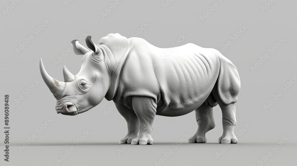 Obraz premium White Rhinoceros 3D Model Render