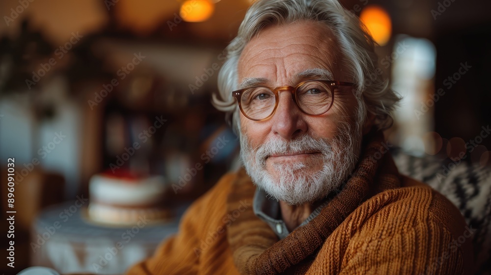 An elderly man with round glasses and a gray beard wearing a warm sweater, sitting in a cozy, calming environment, exuding wisdom and tranquility. An elderly man with round glasses and a gray beard wearing a warm sweater, sitting in a cozy, calming environment, exuding wisdom and tranquility.