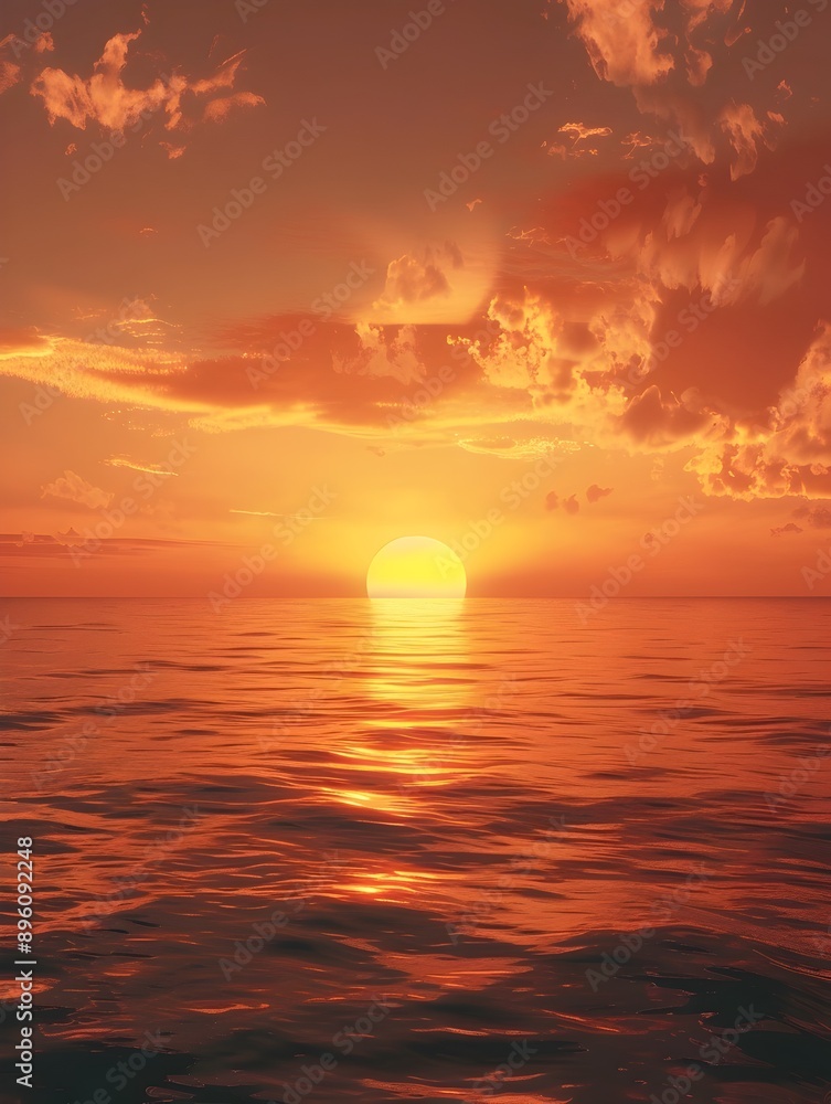 Breathtaking sunset over a calm and serene ocean horizon with a dramatic vibrant sky filled with glowing shades of orange red and yellow The reflection of the setting sun creates a mesmerizing Breathtaking sunset over a calm and serene ocean horizon with a dramatic vibrant sky filled with glowing shades of orange red and yellow The reflection of the setting sun creates a mesmerizing