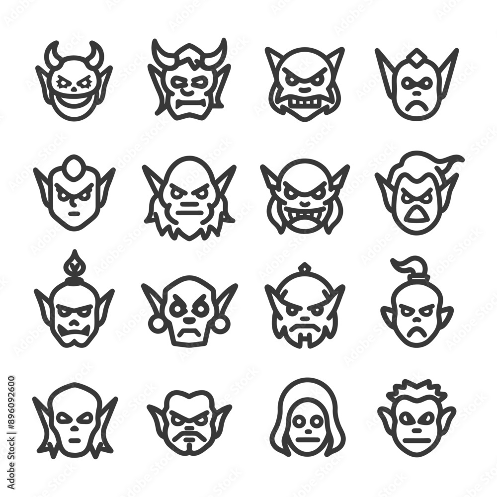 minimalist line art icon goblin collection set logo symbol minimalist line art icon goblin collection set logo symbol