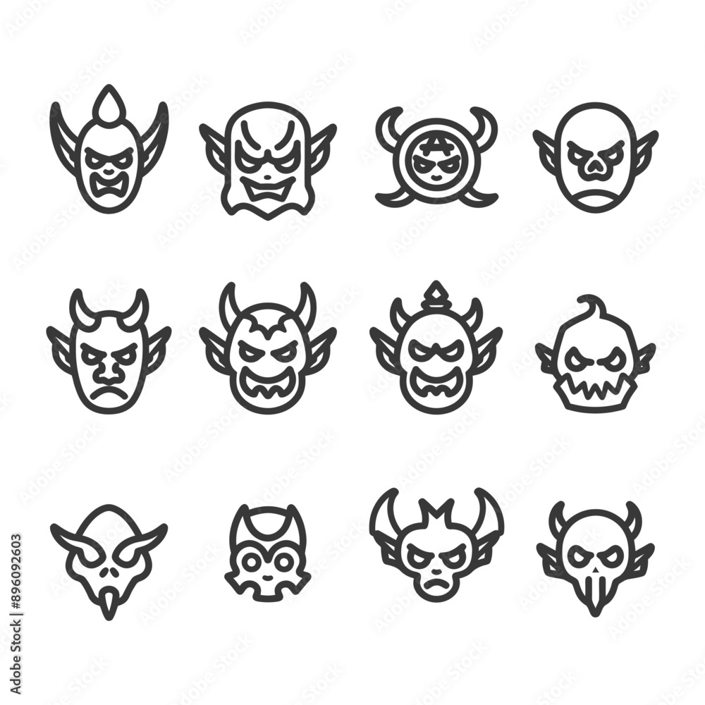 minimalist line art icon goblin collection set logo symbol minimalist line art icon goblin collection set logo symbol