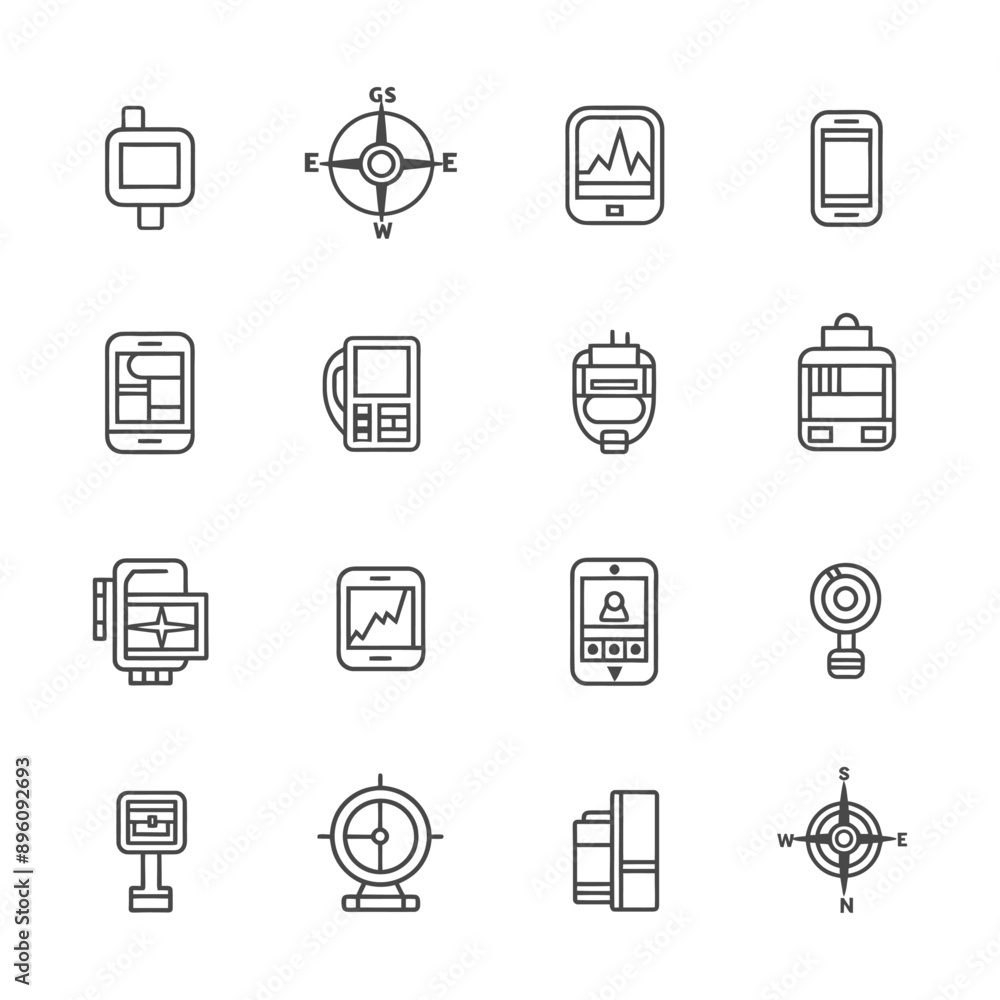minimalist line art icon gps collection set logo symbol minimalist line art icon gps collection set logo symbol