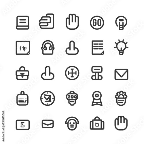 minimalist line art icon help collection set logo symbol