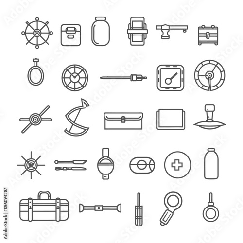 minimalist line art icon hobby collection set logo symbol