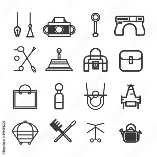 minimalist line art icon hobby collection set logo symbol