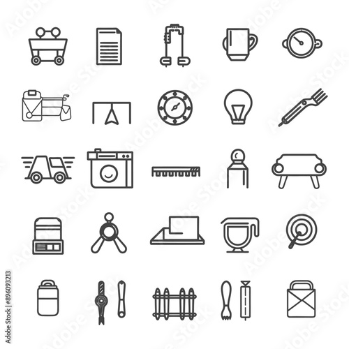 minimalist line art icon hobby collection set logo symbol