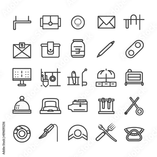 minimalist line art icon hobby collection set logo symbol