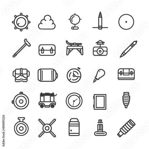minimalist line art icon hobby collection set logo symbol
