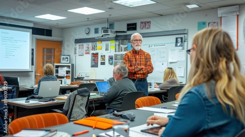 A group of educators in a seminar room, developing a new curriculum. Their teamwork and shared knowledge are essential in enhancing educational standards.