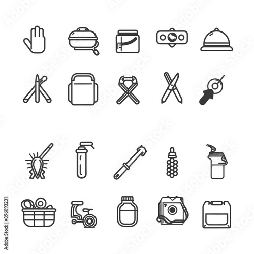 minimalist line art icon hobby collection set logo symbol