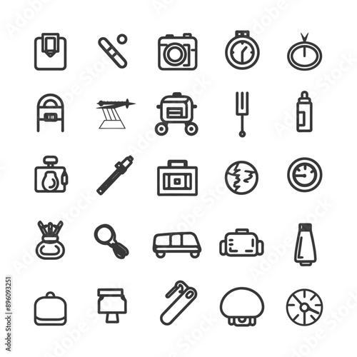 minimalist line art icon hobby collection set logo symbol