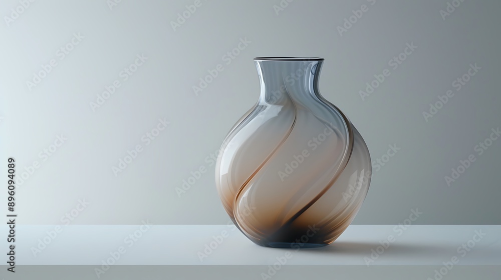 An elegant hand-blown glass vase with a unique shape and subtle color gradient standing on a white surface The vase's delicate craftsmanship is highlighted by the minimalistic background An elegant hand-blown glass vase with a unique shape and subtle color gradient standing on a white surface The vase's delicate craftsmanship is highlighted by the minimalistic background