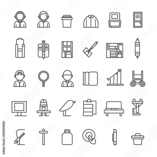 minimalist line art icon job collection set logo symbol