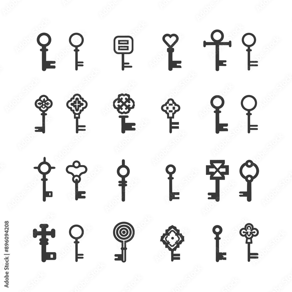 minimalist line art icon key collection set logo symbol minimalist line art icon key collection set logo symbol