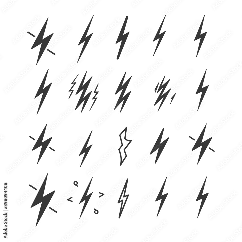 minimalist line art icon lightning bolt collection set logo symbol minimalist line art icon lightning bolt collection set logo symbol