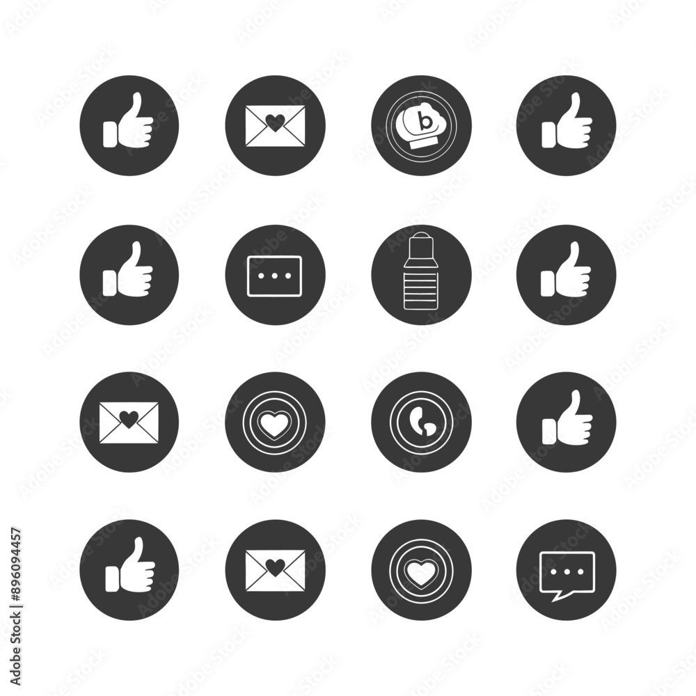 minimalist line art icon like button collection set logo symbol