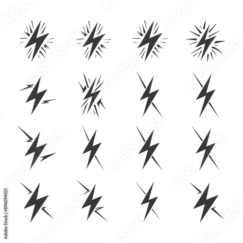 minimalist line art icon lightning bolt collection set logo symbol